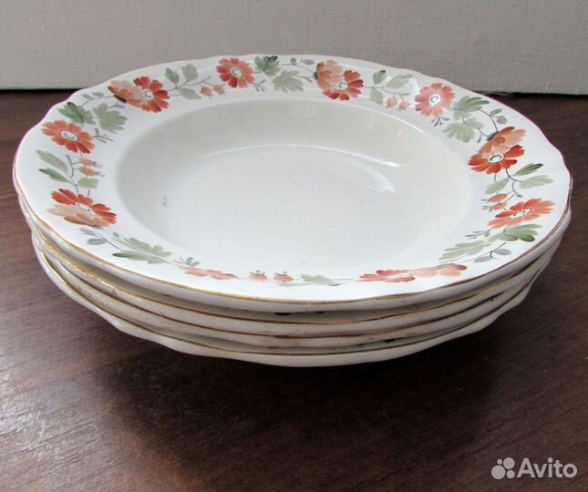 4 тарелки суповые зик Конаково, 1950-е, D-24 см