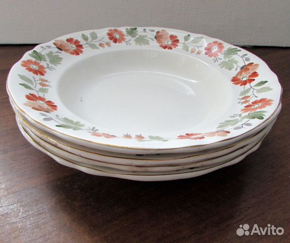 4 тарелки суповые зик Конаково, 1950-е, D-24 см