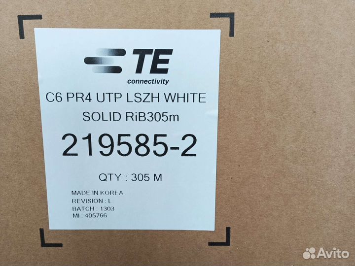 Витая пара C6 pr4 utp lszh white 305м