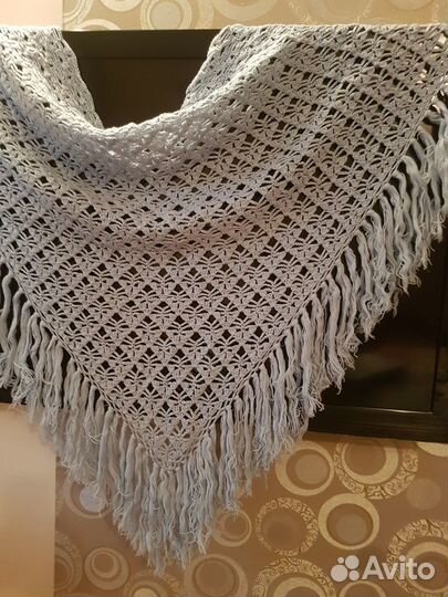 Платок шаль голубая