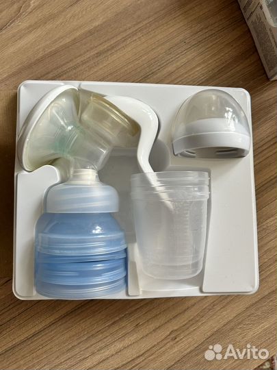Молокоотсос avent ручной + бутылка для кормления