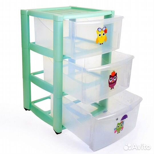 Комод детский на колёсах, 3 ящика, микс