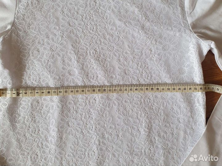 Блузка белая для девочки, новая, 158 Button blue