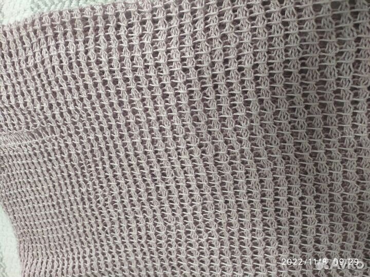 Палантин вязаный крючком х/б нежно-сиреневый