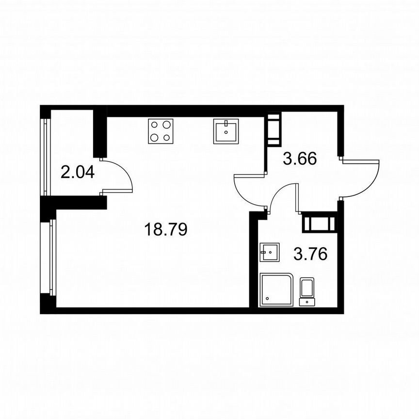 Квартира-студия, 27,2 м², 9/9 эт.