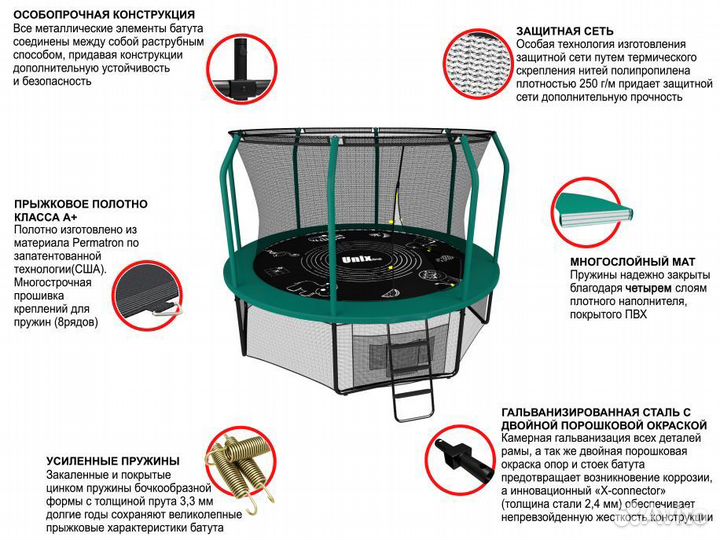 Батут Unix Line Supreme Game 10 ft (green)