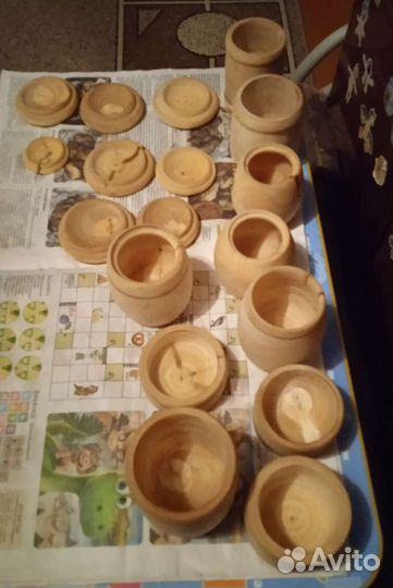 Шкатулки, солонки, баночки для приправы из дерева