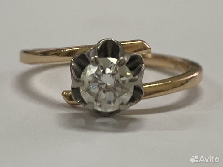 Золотое кольцо с бриллиантом 0,45 Ct СССР