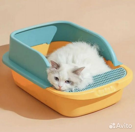 Лоток для кошек и собак большой с бортиками яркий