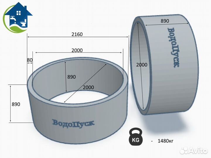 Жб кольцо сквозное кс 20-9 напрямую с завода ГОСТ
