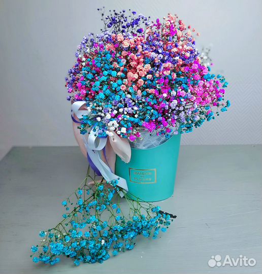 Цветная гипсофила в коробке Челны