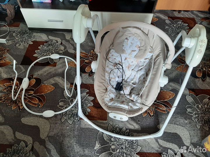 Детские электронные качели шезлонг Babyton 2 а 1