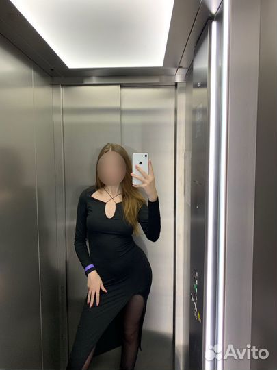 Платье вечернее черное s