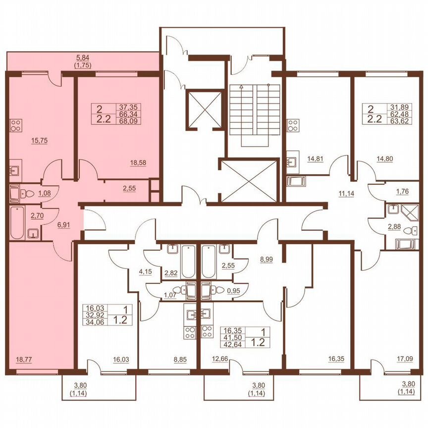 2-к. квартира, 68,1 м², 9/11 эт.