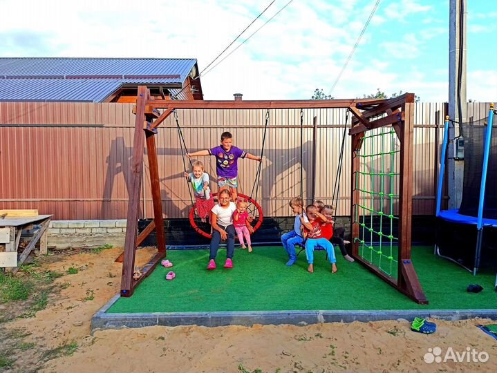 Детские качели уличные деревянные от производителя