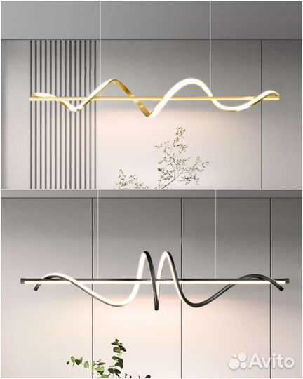 Подвесная люстра минимализм (черный, золотой)