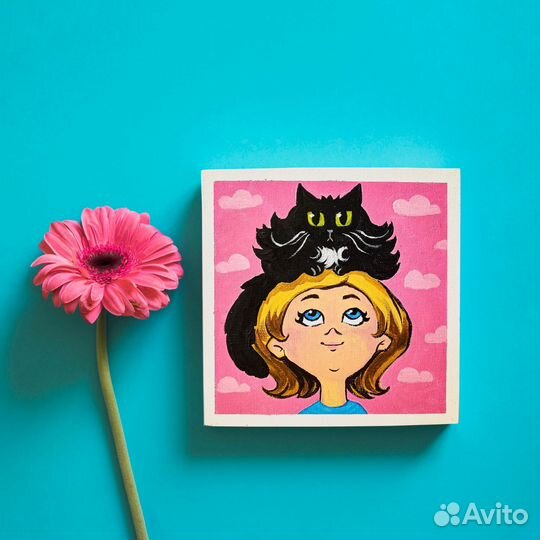 Милый портрет на мини холсте по фото