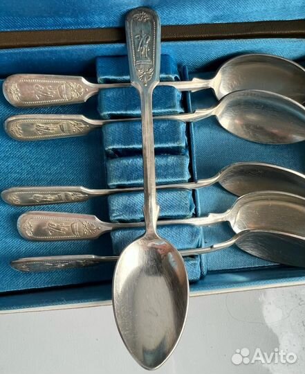 Чайные ложки мельхиор 1957 год в родной коробке