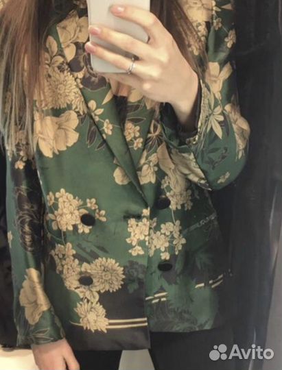 Пиджак цветочный принт стиль Gucci