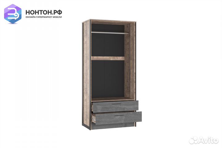 Шкаф 2-дверный Hugo дуб гранж / железный камень