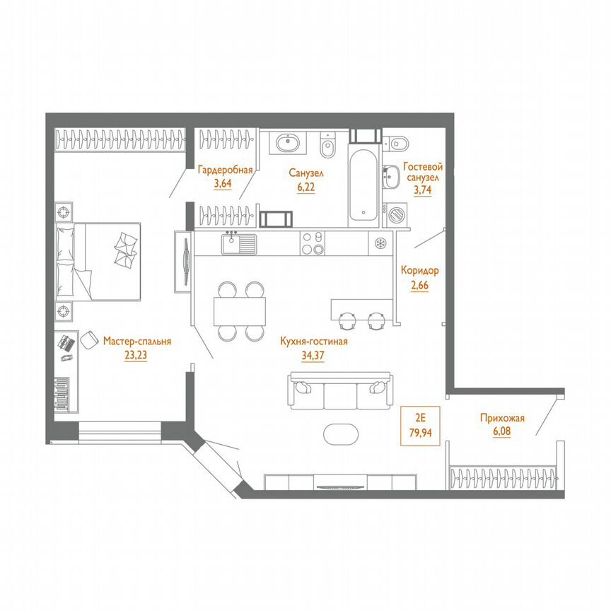 1-к. квартира, 80,5 м², 3/7 эт.
