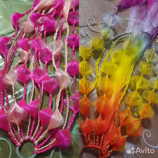 Детские цветные косы, хвосты и фонараки