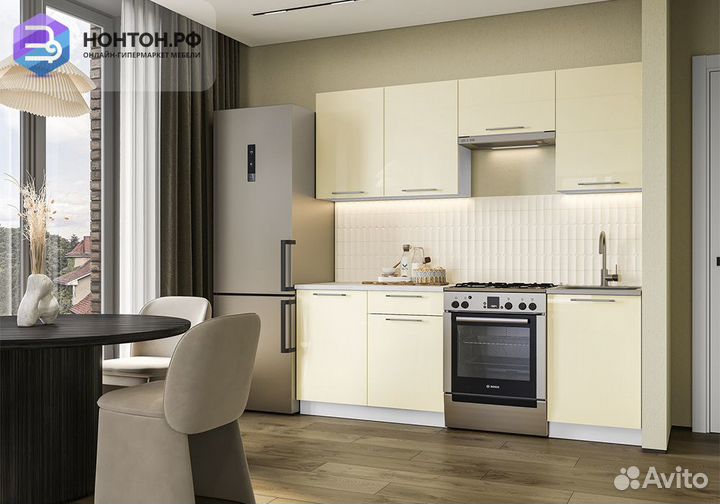 Кухня София 2.1 м глянец ваниль / глянец ваниль