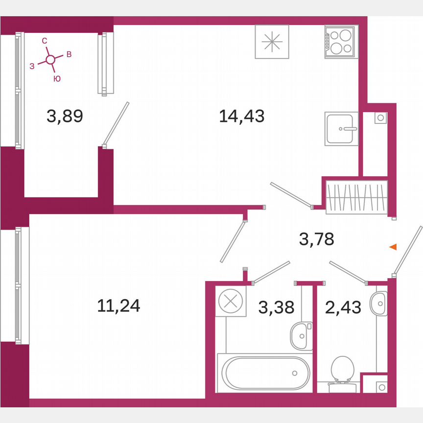 1-к. квартира, 37,2 м², 2/10 эт.