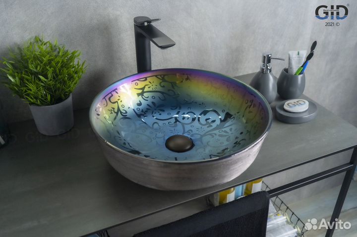 Раковина цветная на тумбу Gid (italy) d1315h107