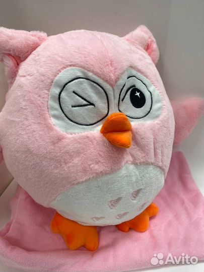Сова с пледом розовая