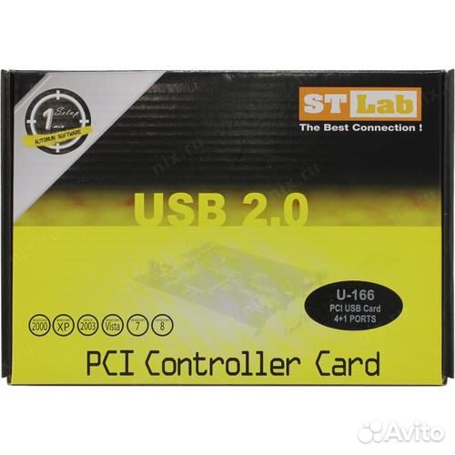 Контроллер STLab U-166 (RTL) PCI, USB2.0, 4 port-e