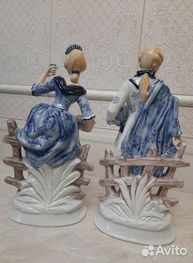 Пара интерьерных статуэток, фарфор Япония 32см