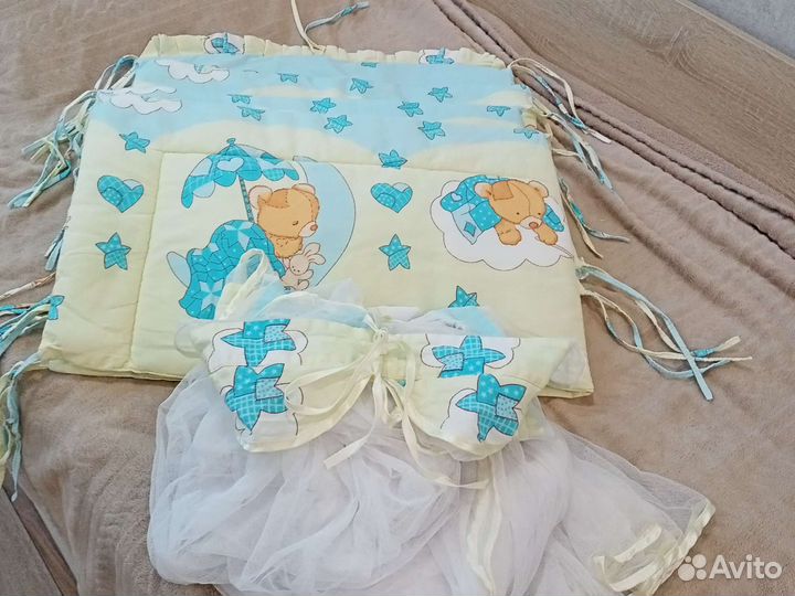 Бортики в детскую кроватку + балдахин