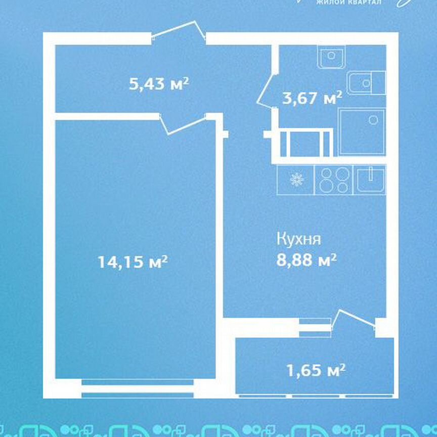 1-к. квартира, 33,8 м², 2/9 эт.