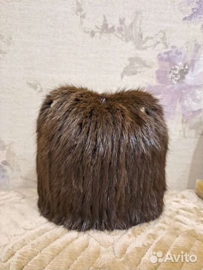 Шапка норковая вязаная женская