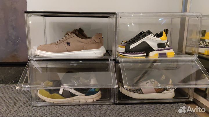 Прозрачная коробка для обуви с боковой дверцей