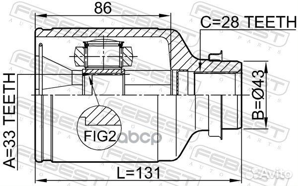 Шрус внутренний правый 33x43x28 0511M6atrh Febest