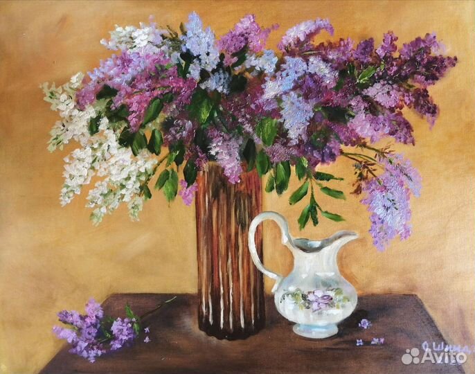 9 картин с цветами маслом на холсте