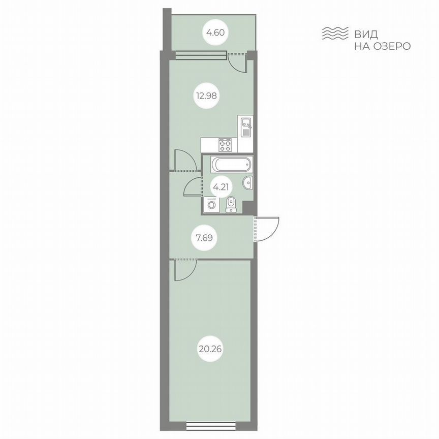 1-к. квартира, 47,4 м², 1/7 эт.