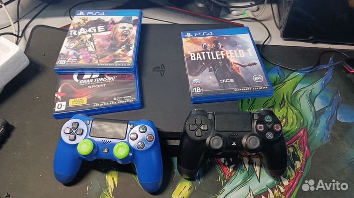 Ps4 slim + 3 диска и 2 геймпада