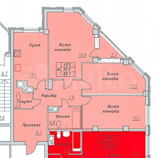 3-к. квартира, 89,1 м², 2/17 эт.