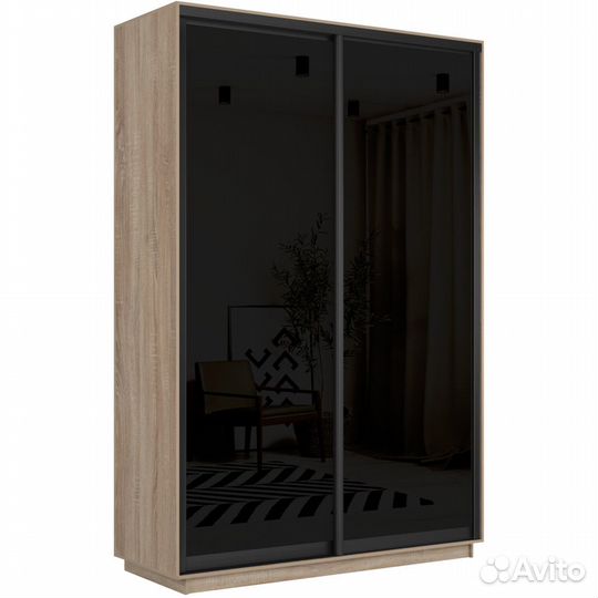 Шкаф-купе 2-дверный шкаф Оптим Двери Стекло Черное