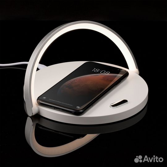 Cтанция для беспроводной зарядки с подсветкой, бел