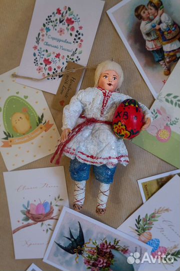 Пасхальное украшение ватные игрушки 2 шт