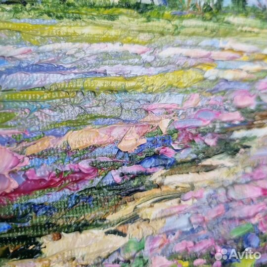 Пейзаж лаванда Прованс картина маслом