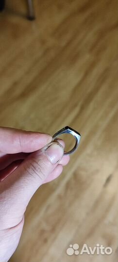 Кольцо мужское с чёрным агатом