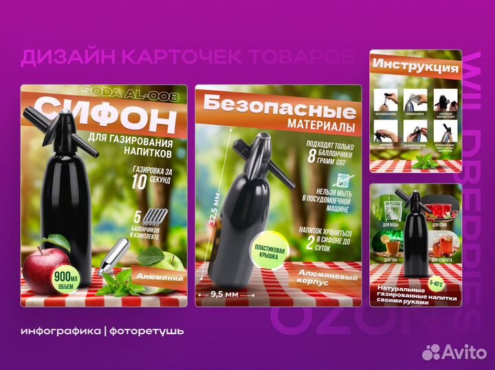 Инфографика для маркетплейсов (Wildberries, Ozon)