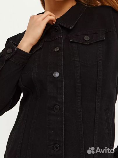 Джинсовая куртка женская черная 48 50