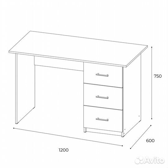 Стол письменный Сити-1 Белый/Золотой 120х75x60