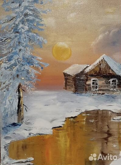 Картина Зимняя, масло/оргалит